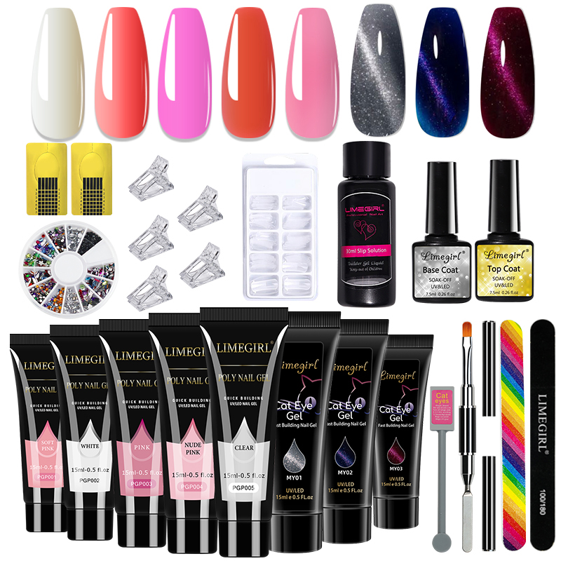 Nail Art Extension Cat Eye - LIMEGIRL Kit Unghie 15ml, Set Gel