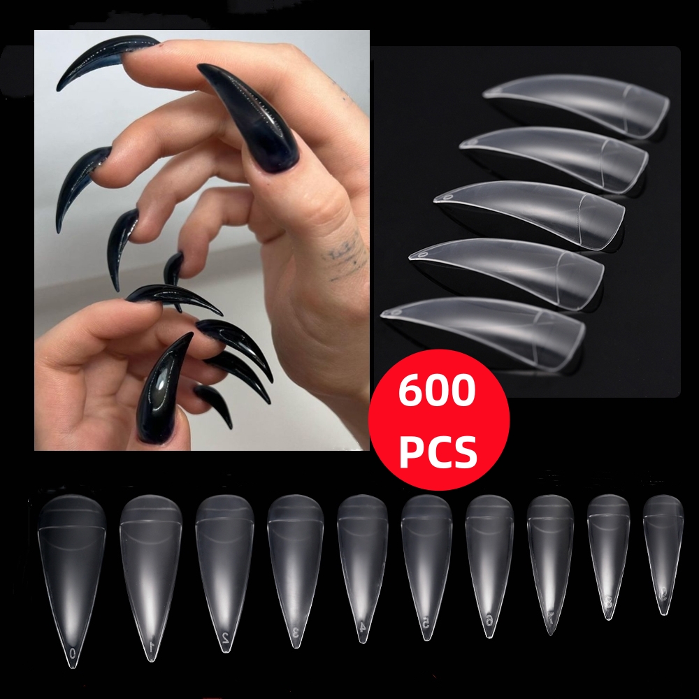 Nail Art Xl - 600 pezzi punte per unghie curve