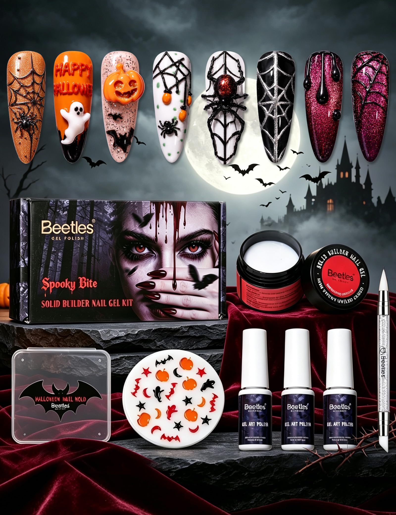 Nail Art Vampire - Beetles Gel per Unghie 3D Bianco