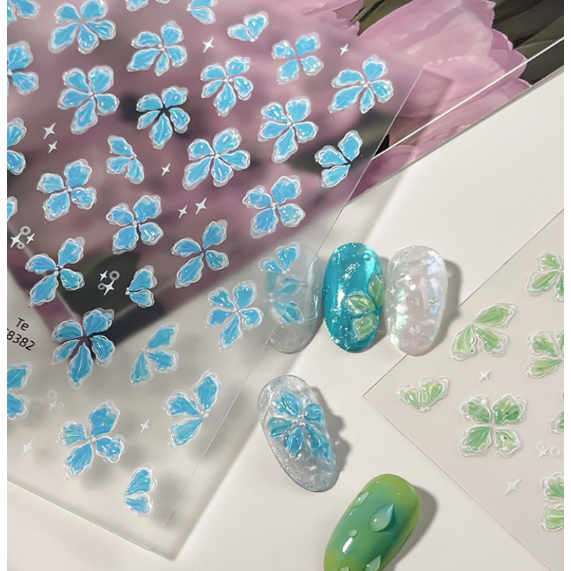 Nail Art Ice Blue - Adesivo per nail art effetto trifoglio