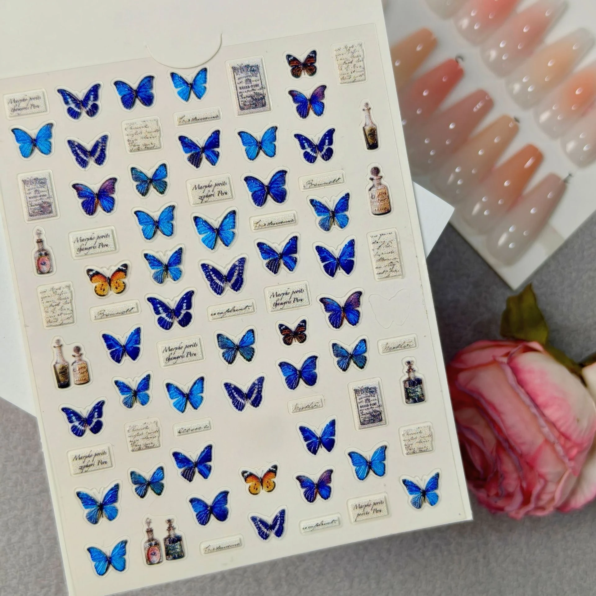 Nail Art Ice Blue - 1 Set di Adesivi per Unghie