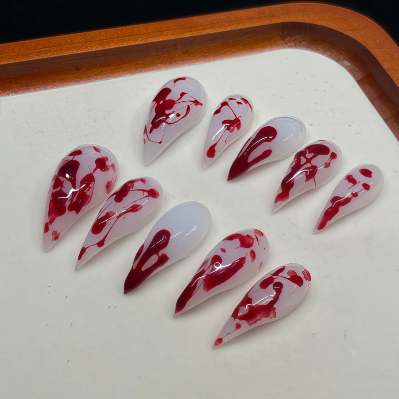 Nail Art Vampire - 10 Pezzi Unghie Finte Stiletto Fatte