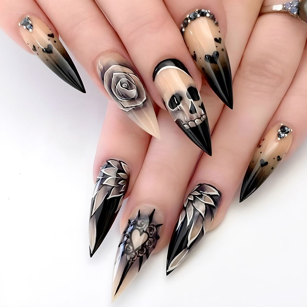 24Pc Black Gradient Skull Almo - Nail Art Vampire recensione e prezzo